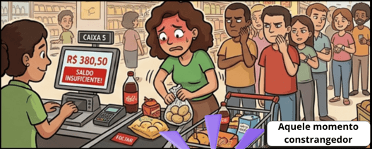 Grid de uma mulher no supermercado